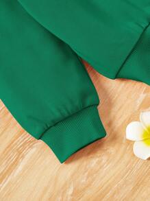 SHEIN Leap Crew Young Girl Comfortable Loose Fit Top And Pants Set For Casual Wear - Green - View 3