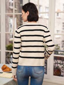 SHEIN Frenchy 心形刺繡條紋開襟衫 - 彩色 - 查看 2