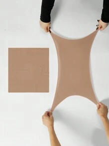 SHEIN SXY 純色高彈性高腰連體褲,適用於新年 - 卡其色 - 查看 7