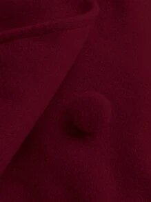 Flirla Của phụ nữ Kích thước lớn Cổ bẻ DOUBLE-BREASTED A-line Len áo Với Hem xòe - Màu Đỏ Sâu - Xem 5