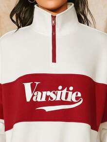 VARSITIE 競技網球基本大腿高襪套裝配運動衫 - 紅白色 - 查看 5