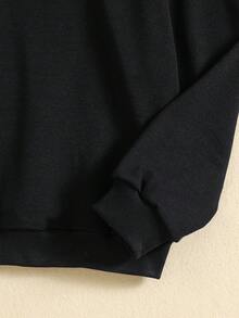 SHEIN Áo nỉ in hình hoạt hình dành cho bé gái tuổi teen - màu đen - Xem 6