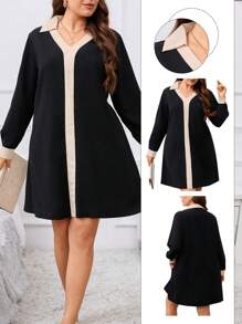 SHEIN Clasi Plus Contrast Trim Tunic Dress