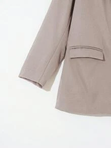 Calvaya Women's Plus Size Peak Lapel Blazer - Camel - View 3