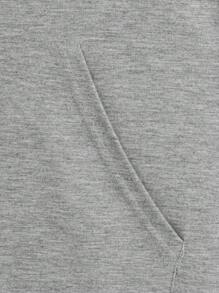 SHEIN EZwear 帶有文字印花設計的大尺寸連帽衫 - 灰色 - 查看 4
