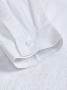 Manfinity Homme 男士垂墜肩竹印長袖襯衫 - 白色 - 查看 5