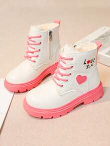 Girls' Boots New Arrival For Autumn Or Winter, High-tops Children Short Boots With Warm Lining, Flat-soled, Suitable For Big And Middle Girls
