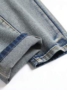 Teen Boy Fashionable Distressed Non-Stretch Denim Jeans - Baby Blue - View 8