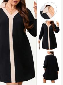 SHEIN Clasi Plus Contrast Trim Tunic Dress