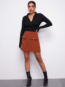 SHEIN EZwear Summer Outfits Zip Front Thumb Hole Crop Tee