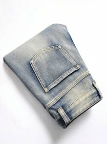 Teen Boy Fashionable Distressed Non-Stretch Denim Jeans - Baby Blue - View 5