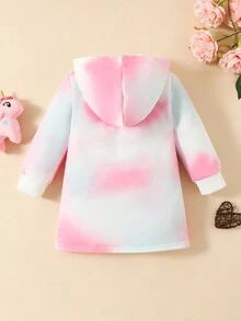 Baby Girls' Unicorn Printed Hooded Dress - Multicolor - View 2