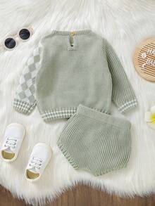 Green Casual Fashionable Sweater Two-piece Set For Boys And Girls - Green - View 2