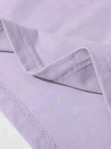 SHEIN 年輕女孩短袖t恤,帶有骷髏牛頭和花卉圖案 - 紫色 - 查看 5