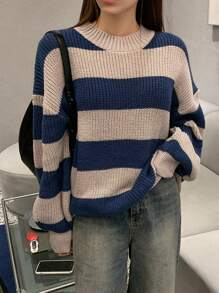 DAZY Women'S Striped Drop Shoulder Sweater Pullover - Multicolor - View 1