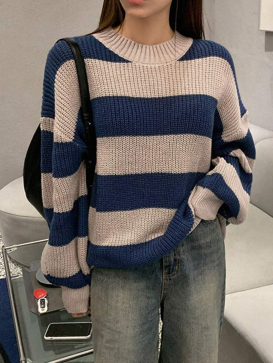 DAZY Women'S Striped Drop Shoulder Sweater Pullover - Multicolor - View 1