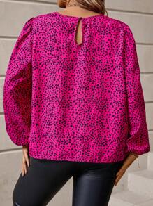 SHEIN Clasi Kích thước lớn Của phụ nữ Giường đôi In vết tròn Polka Xếp li Vòng cổ Áo sơ mi - Nhiều màu - Xem 2