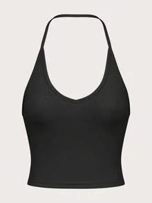 SHEIN Unity Women's Halter Neck Sleeveless Tank Top - Multicolor - View 4