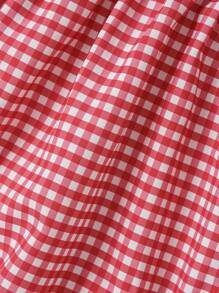 SHEIN Baby Girls' Plaid Lantern Sleeves Bodysuit - Multicolor - View 6