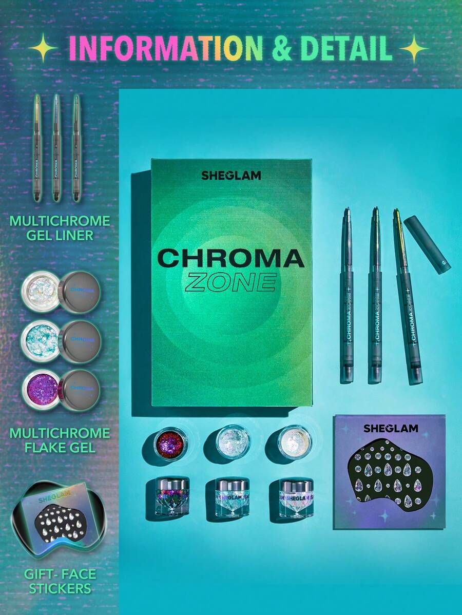 SHEGLAM Chroma Zone Full Collection Set Gradient Multichrome Makeup Set