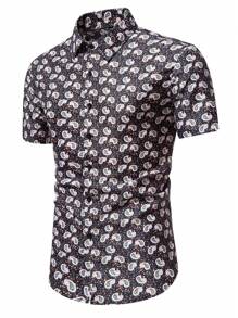 Manfinity Homme Men's All Over Paisley Pattern Short Sleeve Shirt
