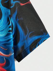 GENTILAND Men's Lion Print Short Sleeve T-shirt - Black - View 6