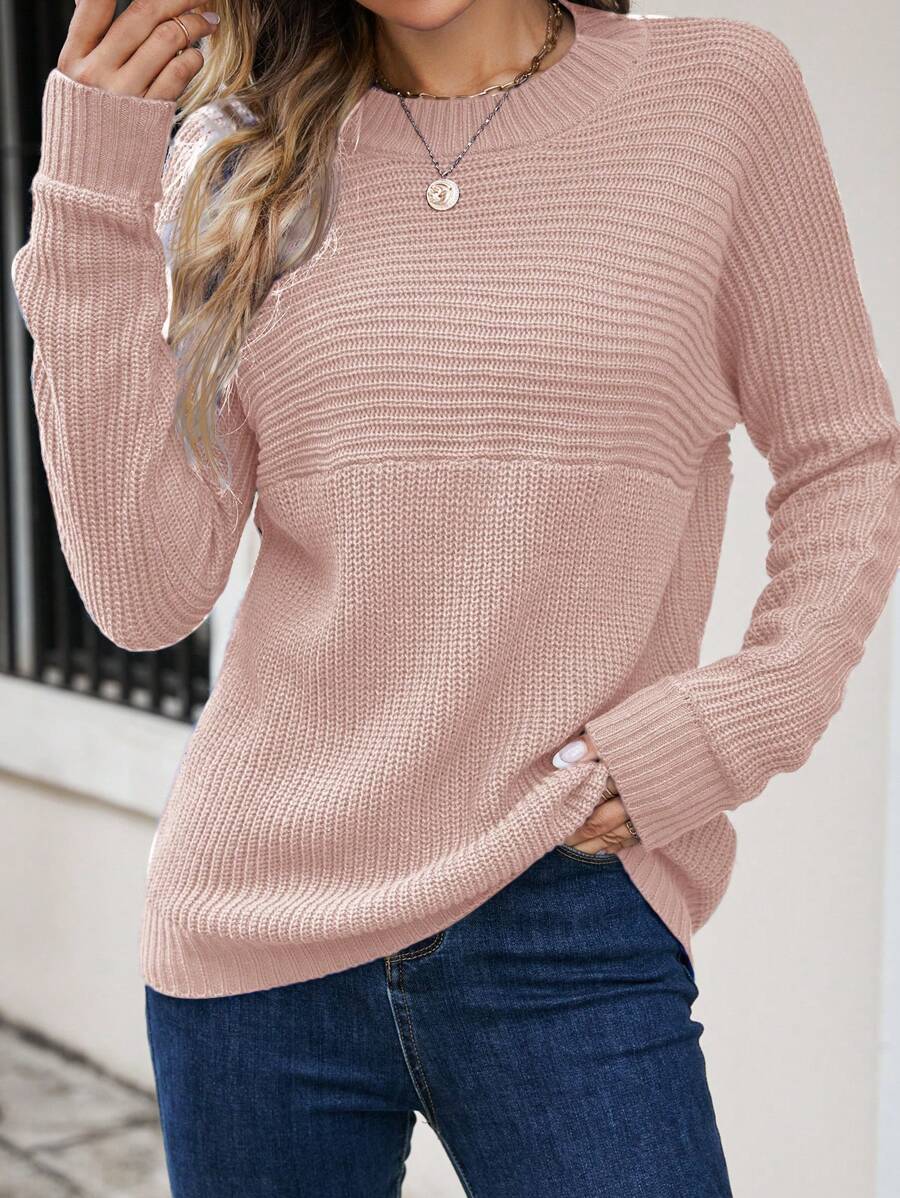 SHEIN Essnce Women's Round Neck Batwing Sleeve Sweater,Long Sleeve Tops In Fall/Winter