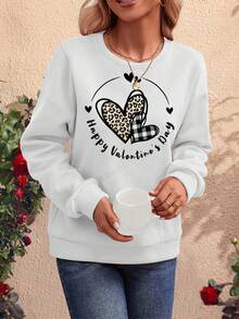 SHEIN LUNE 休閒女士印花運動衫 - 白色 - 查看 4