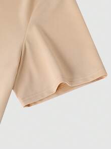 Manfinity Homme 男式加大尺寸貓和吉他印花短袖t恤 - 卡其色 - 查看 5