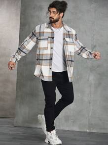 Manfinity Homme Men Plus Plaid Print Flap Pocket Shirt - Multicolor - View 3