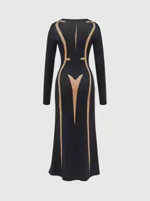 SHEIN Unity Vestido Impreso 3d Femenino De Ajuste Delgado Con Diseño De Cuerpo