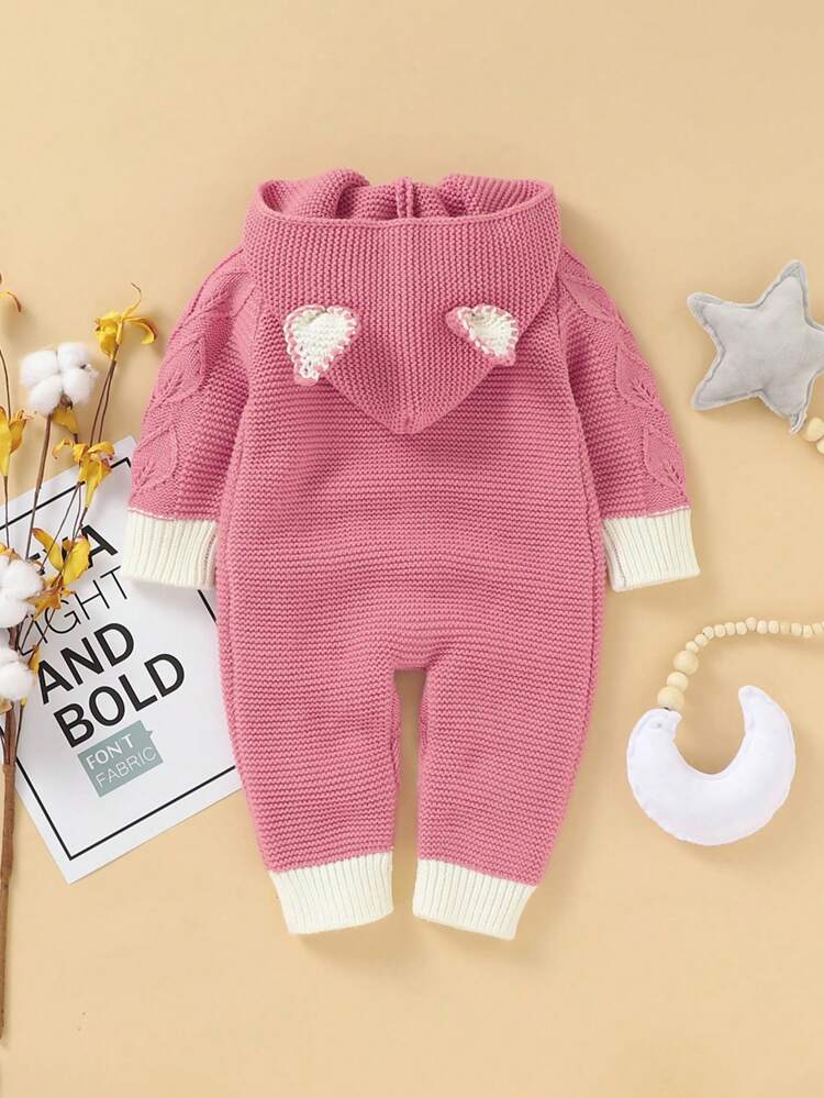 Baby Girls' Hooded Sweater Jumpsuit