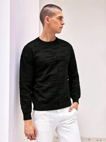 Manfinity Homme 男士圓領長袖毛衣 - 黑色 - 查看 8