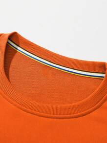 Manfinity Homme 男士字母印花运动衫和运动裤休闲两件套，男士两件套服装橙色，男士橙色运动衫和黑色慢跑裤套装，秋季服装