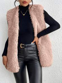 SHEIN Frenchy Của phụ nữ Áo vest - Màu Hồng baby - Xem 3