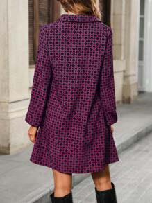 SHEIN LUNE In toàn bộ Tay áo lồng đèn Đầm - Màu xanh hải quân - Xem 2