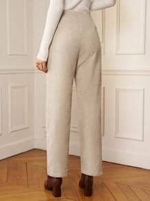 SHEIN Frenchy 女式燈芯絨直筒褲 - 杏色 - 查看 2