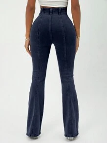 EURMUSE Women's High Waisted Flare Jeans - Grey - View 2