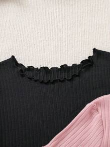SHEIN Kaos Tween Girls - MultiWarna - View 3