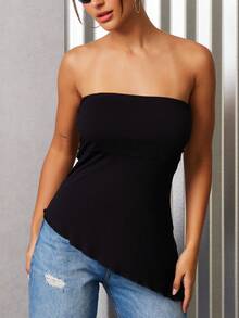 不對稱酒吧襯衫 - 黑色 - 查看 3