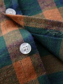 Young Boy Plaid Button Front Casual Shirt