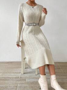 Calvaya Women's Sweater Dress With Raglan Sleeve Design