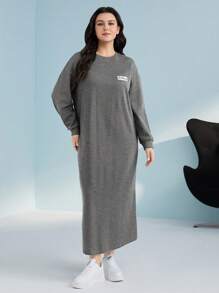 Mulvari Plus Size Women'S Arabic Style Embroidered Dress - Dark Grey - View 6