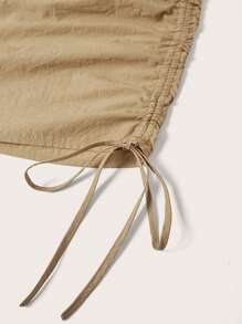 SHEIN EZwear Women's Letter Embroidery Ruched Side Drawstring Skirt