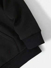 Manfinity Homme 男士加大號角紋印花連帽衫 - 黑色 - 查看 3