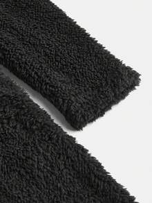 SHEIN Cô gái Dệt kim Màu thuần Sang trọng áo có mũ Áo len Mở Đầm giản dị - màu đen - Xem 4