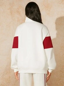 VARSITIE 競技網球基本大腿高襪套裝配運動衫 - 紅白色 - 查看 2