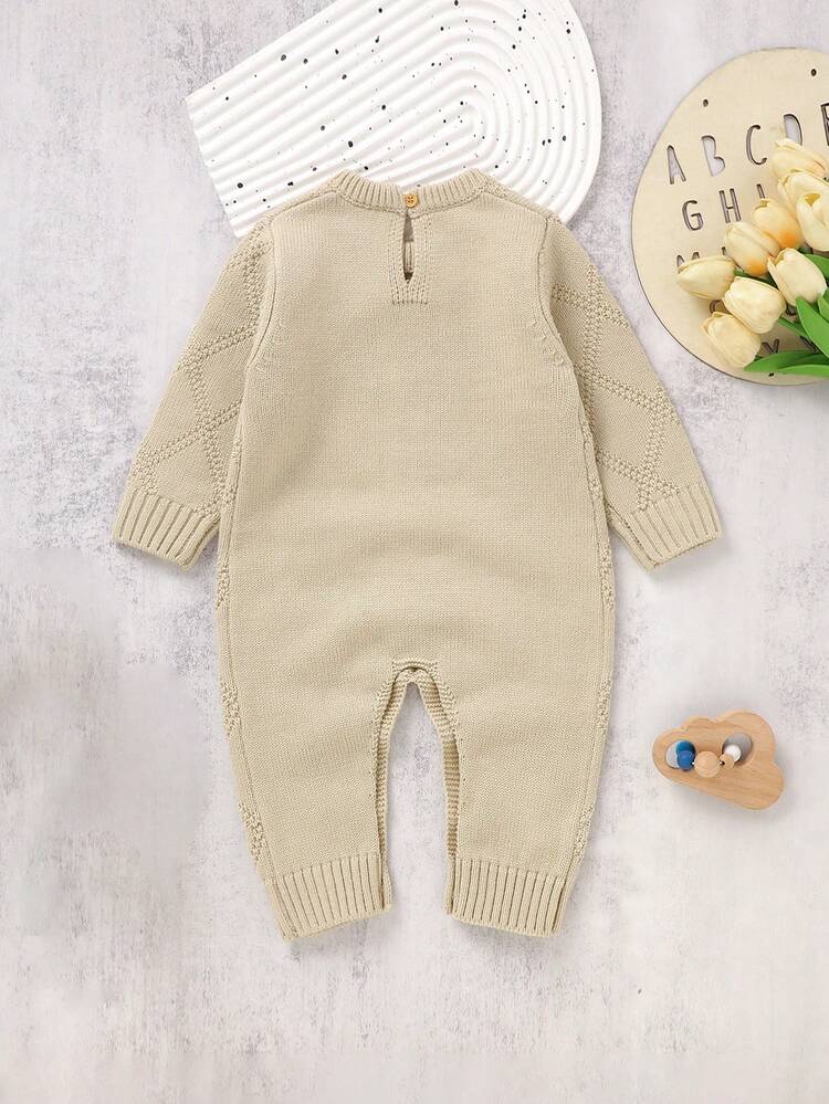 Mameluco De Punto Liso Para Bebé Niña - Caqui - Ver 2