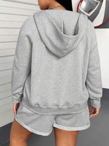 Flirla Áo nỉ tay raglan cỡ lớn - Xám - Xem 2