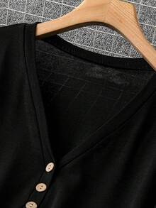 Calvaya 大尺碼女款連結裝飾長袖 T 卹 - 黑色 - 查看 5